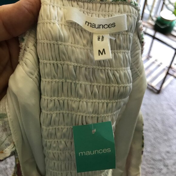 MAURICES size M Smocked Floral Print Flutter Cap Sleeve Dress NWT - Picture 6 of 6